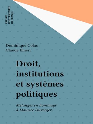 cover image of Droit, institutions et systèmes politiques